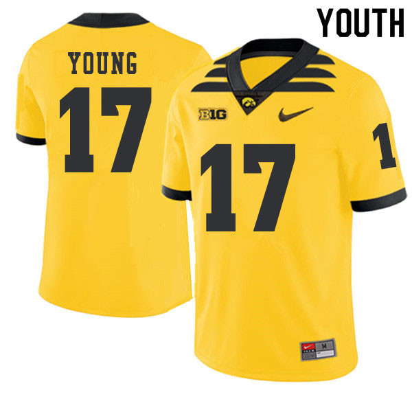 2019 Youth #17 Devonte Young Iowa Hawkeyes College Football Alternate Jerseys Sale-Gold